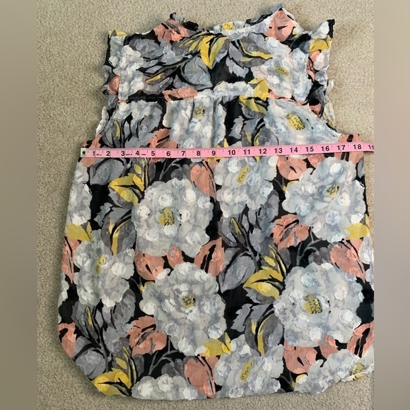 LOFT Boho Floral Ruffle Cap Sleeve Top Women Medium - Picture 8 of 8